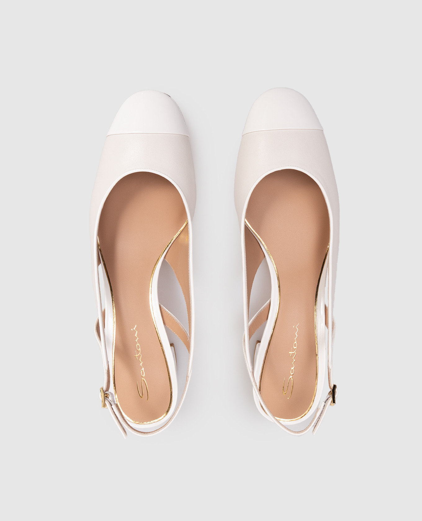 

White leather slingbacks with cutouts Santoni