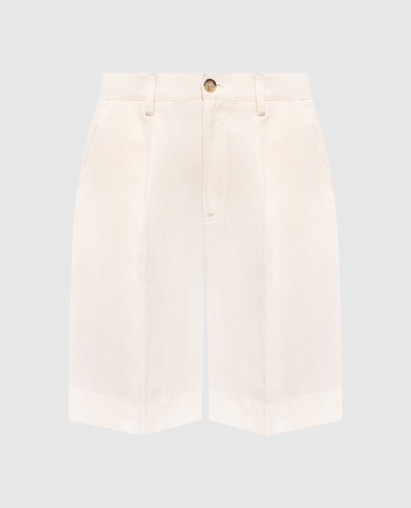 Ivory linen Bermuda shorts