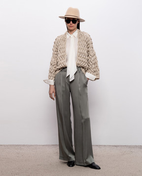 Brunello Cucinelli Gray silk and linen cardigan with sequins MEA347506P