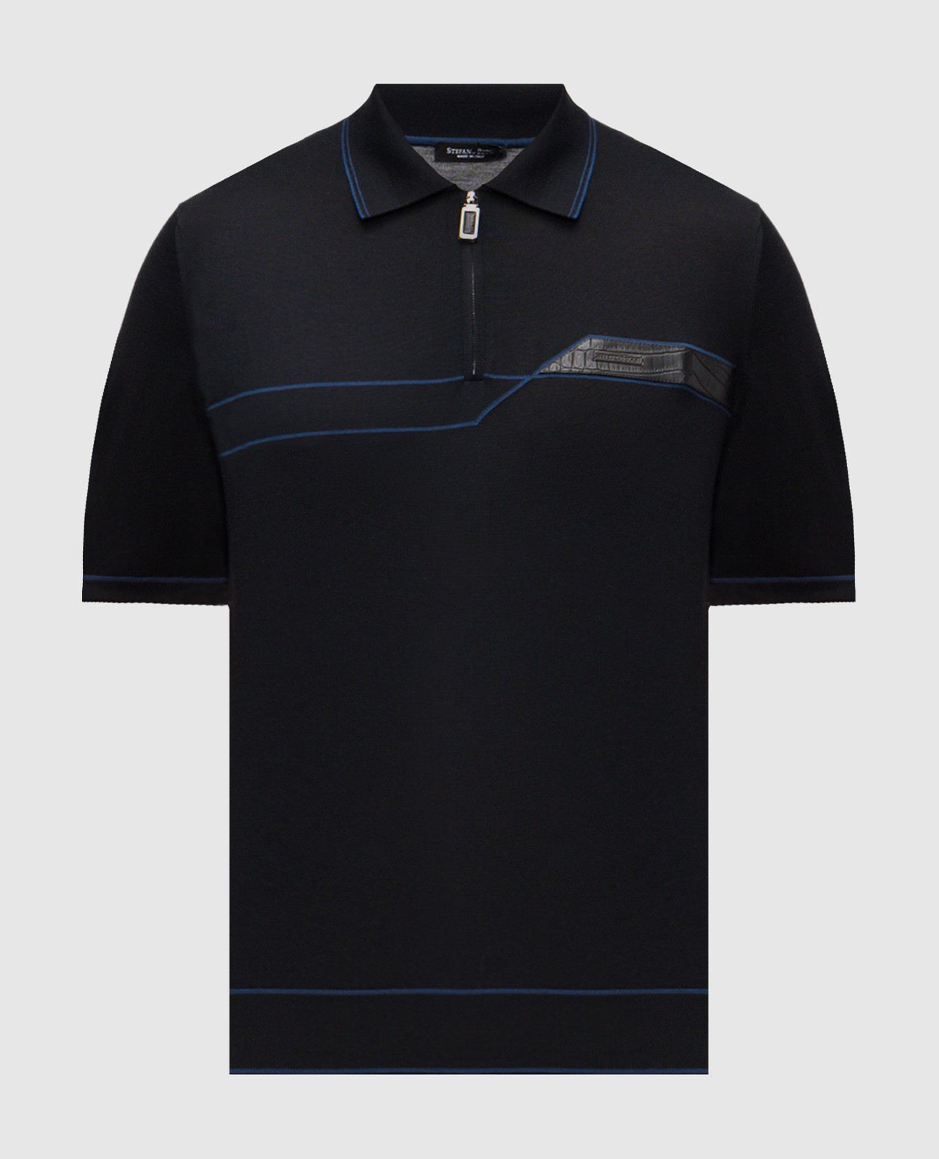 

Black silk polo shirt Stefano Ricci