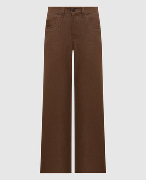 Brunello Cucinelli Brown jeans with logo patch MP134P4021