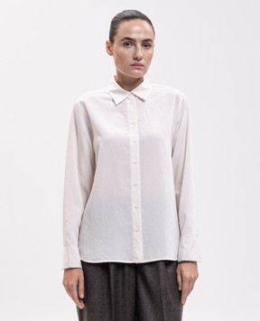 Peserico Ivory striped shirt with monil chain A06246D00683