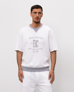 Brunello Cucinelli White T-shirt with print and cuffs MR8313378G
