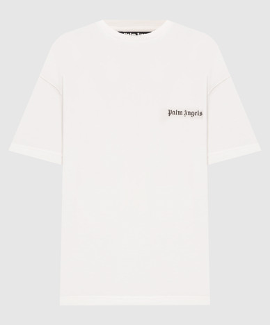 Set of white T-shirts with logo print