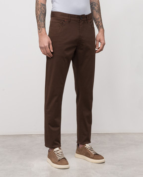ISAIA Brown pants with patch PNT005XP871