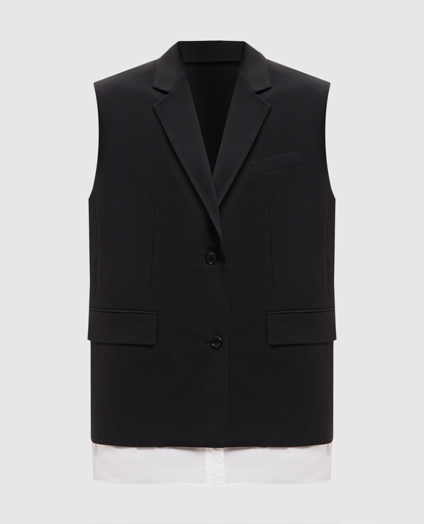 Schwarze ärmellose Jacke aus Wolle