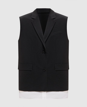 Juun.j Black sleeveless jacket with wool JW6511W505