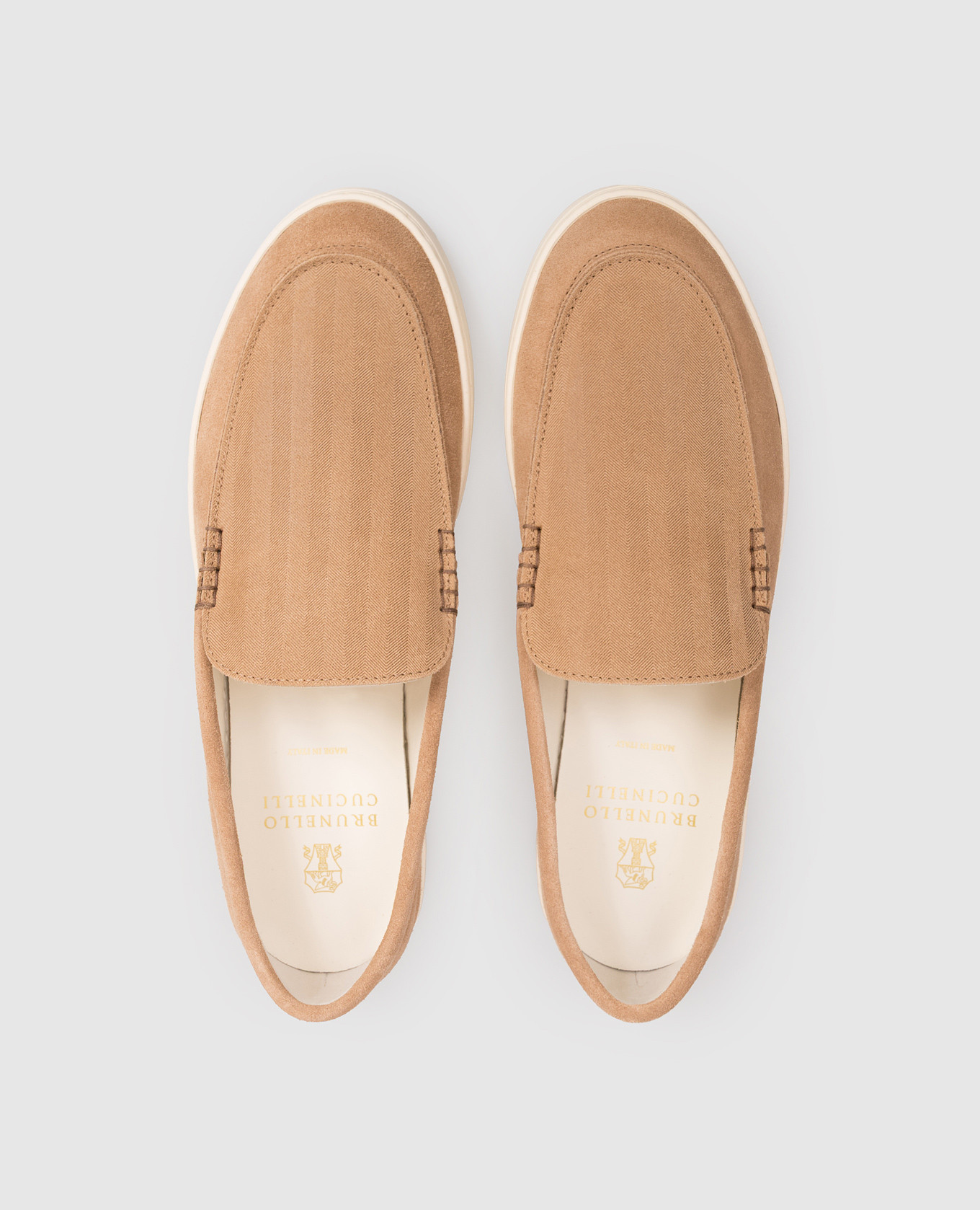 Brown suede slip-ons with emblem Brunello Cucinelli 4