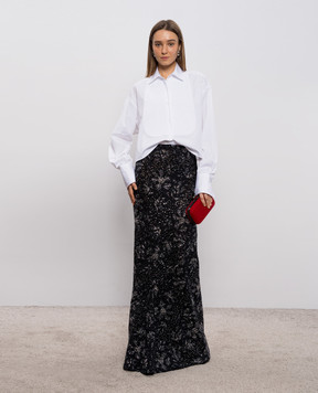 Ermanno Scervino Black maxi skirt with crystals D482O381CTEKW