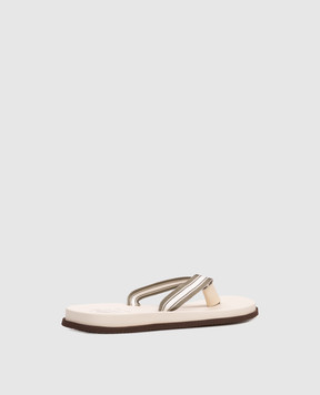 Brunello Cucinelli Beige striped flip-flops MPUNAVH328