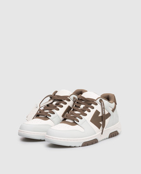 Off-White Out Of Office blue leather sneakers with contrast logo OMIA189S26LEA003