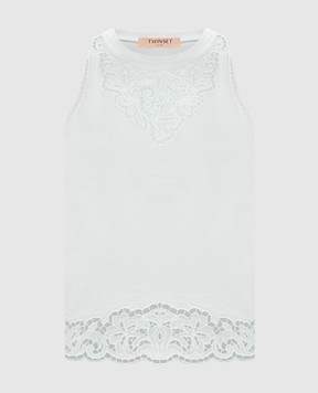 Twinset Green top with Richelieu embroidery 261TP2441