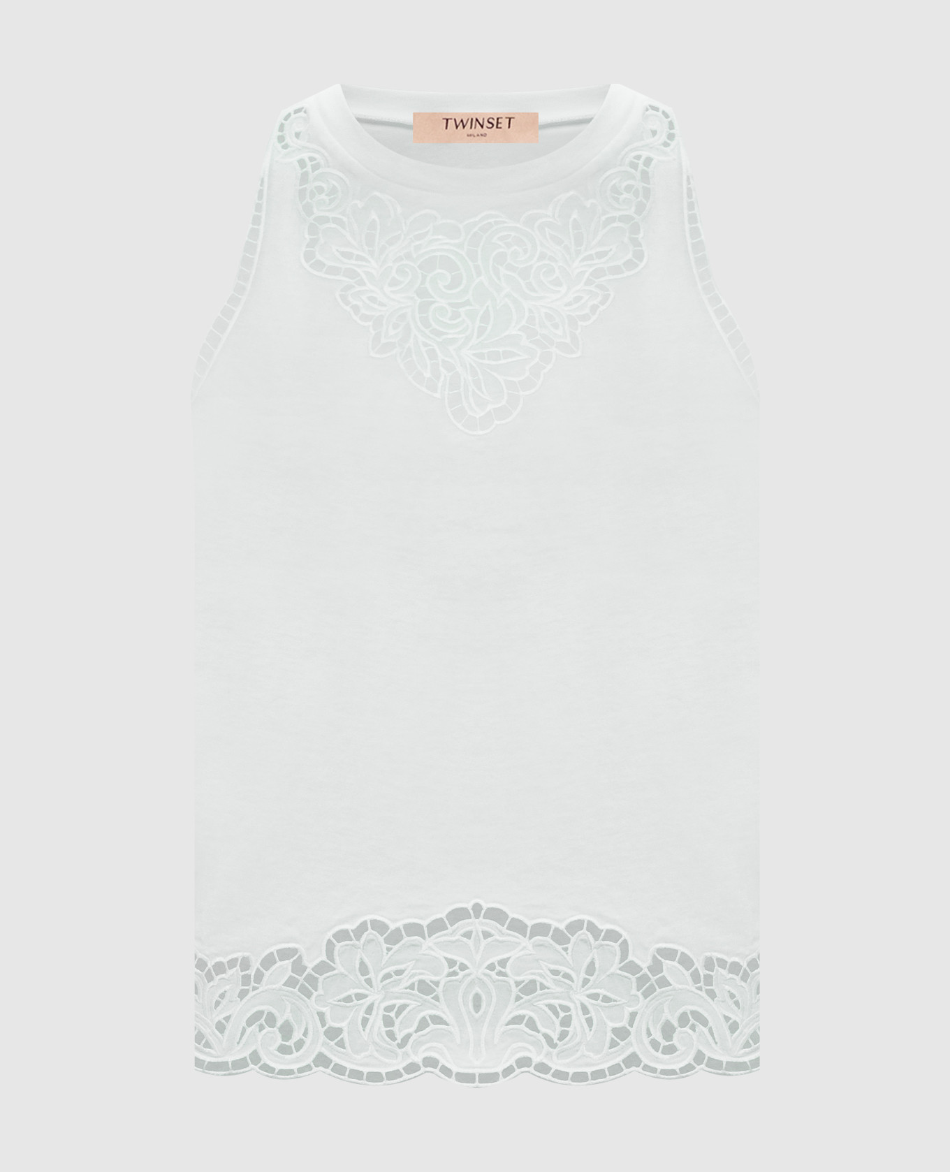 Green top with Richelieu embroidery