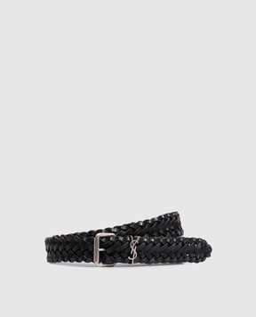 Saint Laurent Black leather braided belt A004RQAAD4Z