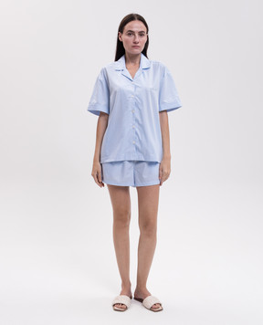 Dore & Rose Blue striped pajamas with logo embroidery SHORSLEEVESTRIPEDPJ