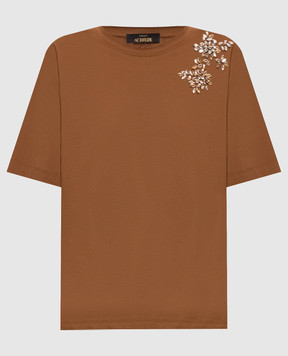 Twinset Brown T-shirt with crystals 262AT2220