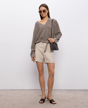 Brunello Cucinelli Beige patterned linen shorts MH528P9163