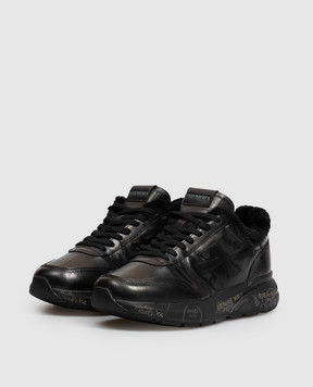 Premiata Mick black leather sneakers with fur MICK1453NM