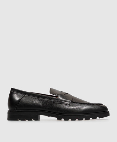 Mocasines de cuero negro
