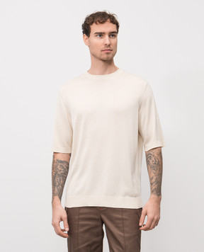 ISAIA Beige silk T-shirt MG8260Y0470