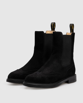 Doucal's Black suede chelsea boots with perforations DD8599BRUGUF252