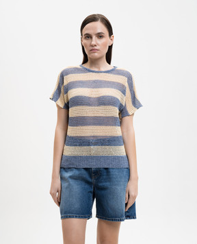 Solotre Openwork top with striped linen M3AB0021