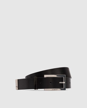 Dondup Black leather belt with logo WC325PL0661DXXX