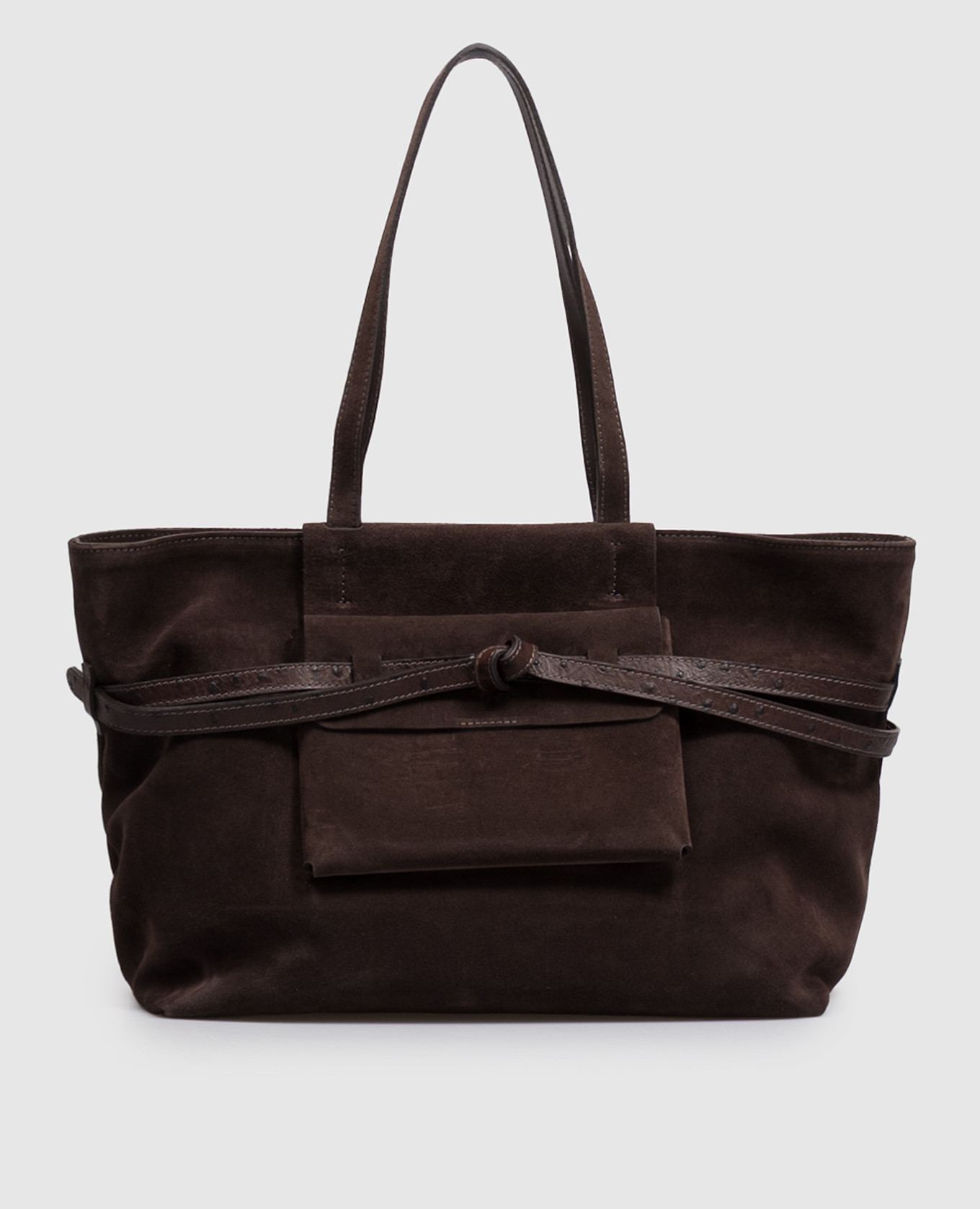 Belty brown suede tote bag