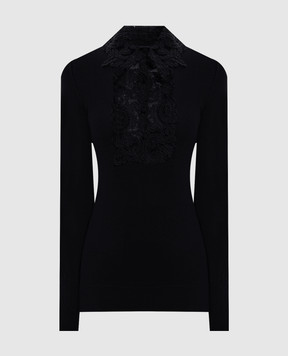Ermanno Scervino Black wool jumper with lace D495M311APATL