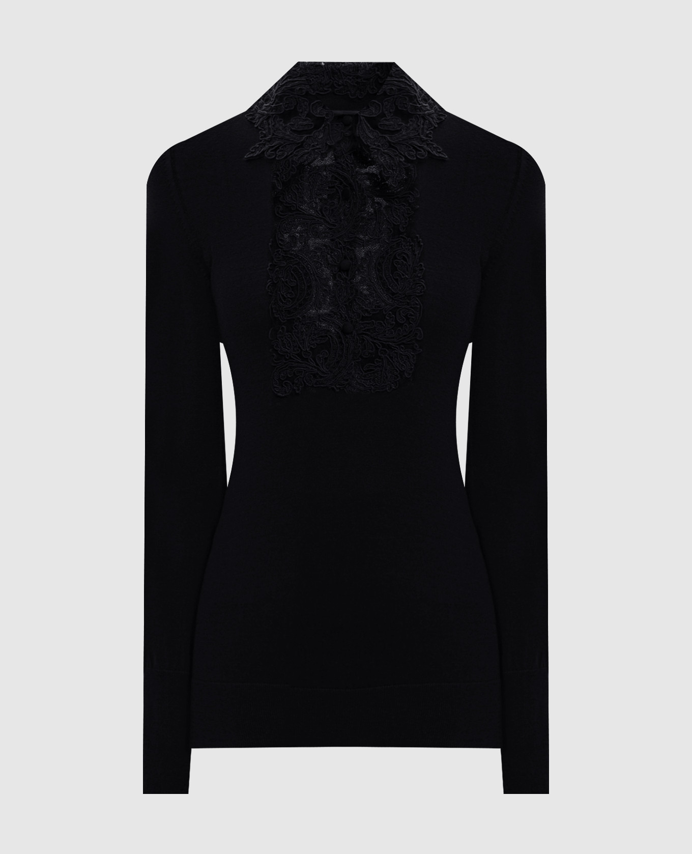 Black wool jumper with lace