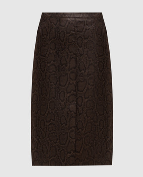 Twinset Brown skirt with reptile leather print 262TT2281