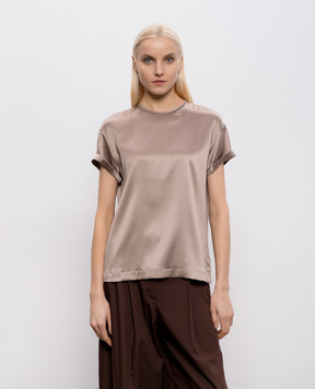 Brunello Cucinelli Brown silk blouse with chain M0C59DE310