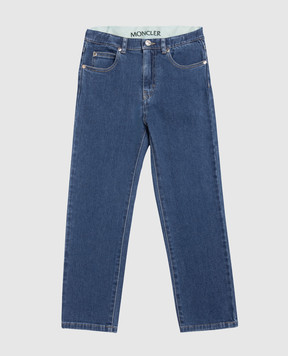 Moncler ENFANT Kids' blue jeans with logo patch L19542A00001598A1