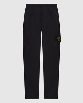 Stone Island Black pants with logo patch L2S153100017S0474