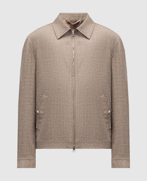 Brett Johnson Brown wool, silk and linen jacket with emblem SS26O96LP302CAF