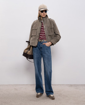 Brunello Cucinelli Khaki suede jacket MPCAI7787