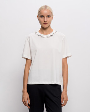 Twinset White T-shirt with crystals 262AP2480
