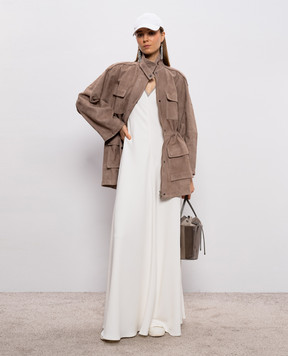 Brunello Cucinelli White maxi dress with monil chain MA029A5450