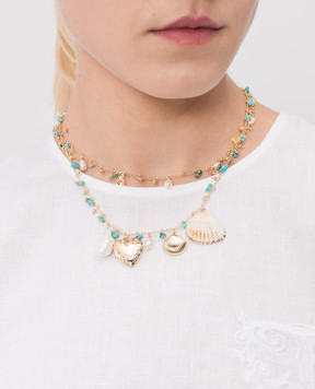 Twinset Gold-tone double-layer chain with shell 261TO5440