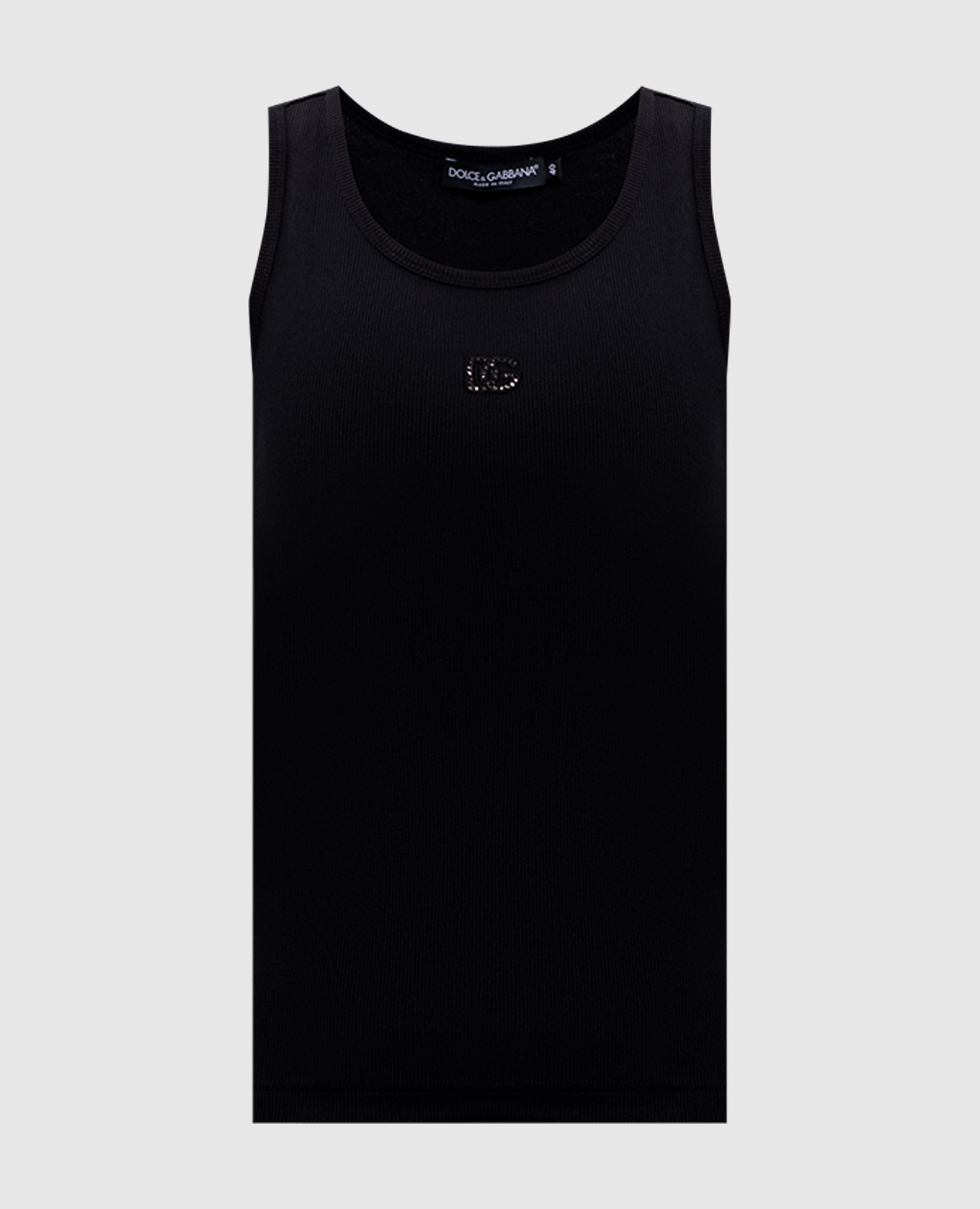 Black ribbed top with monogram