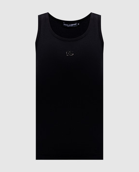 Dolce&Gabbana Black ribbed top with monogram F8V40ZGDDL8
