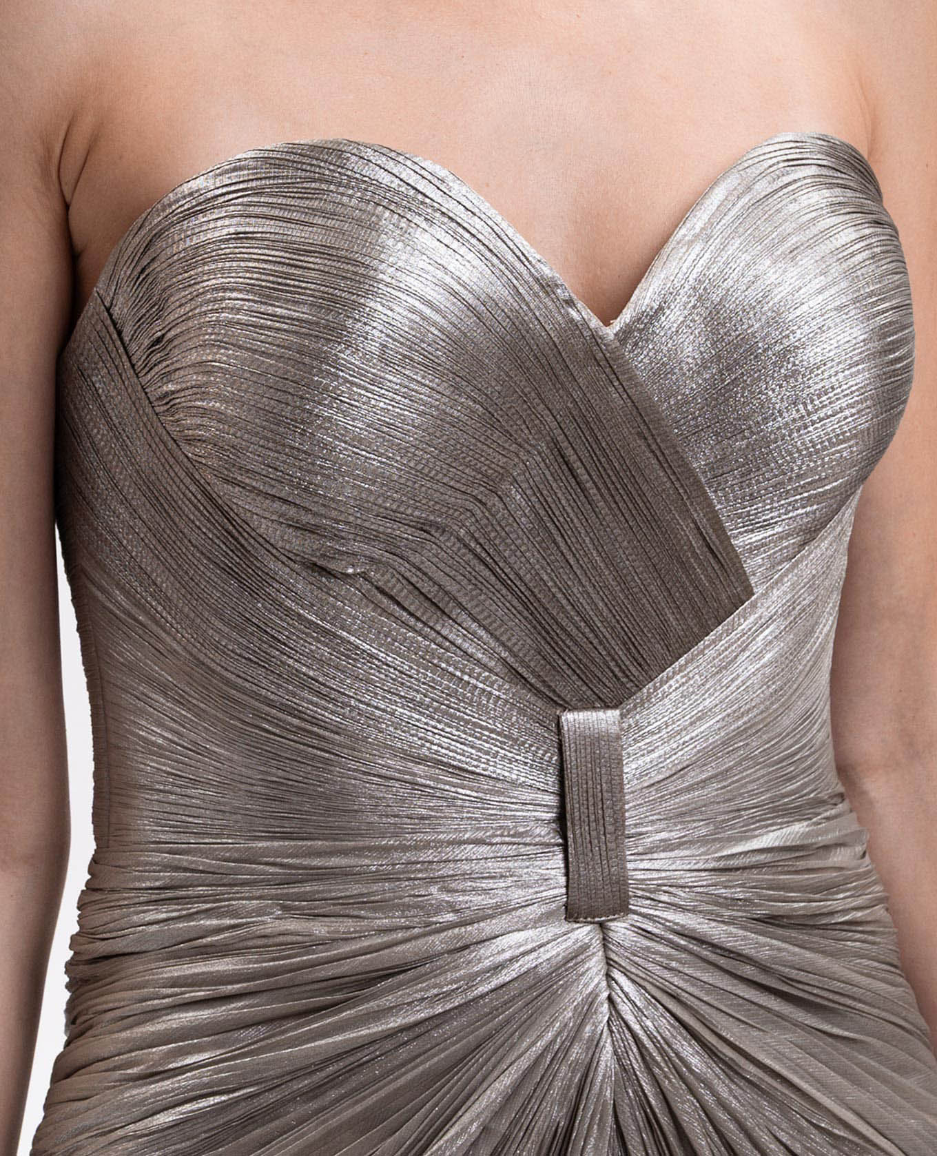 Iolanda beige bustier dress with drapery Iris Serban 4