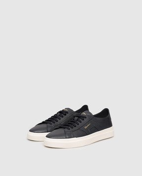 Santoni Blue leather sneakers with logo MBGT21967PNNTSIW