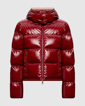 Moncler Niveole burgundy down jacket with logo patch L20931A00031597EU