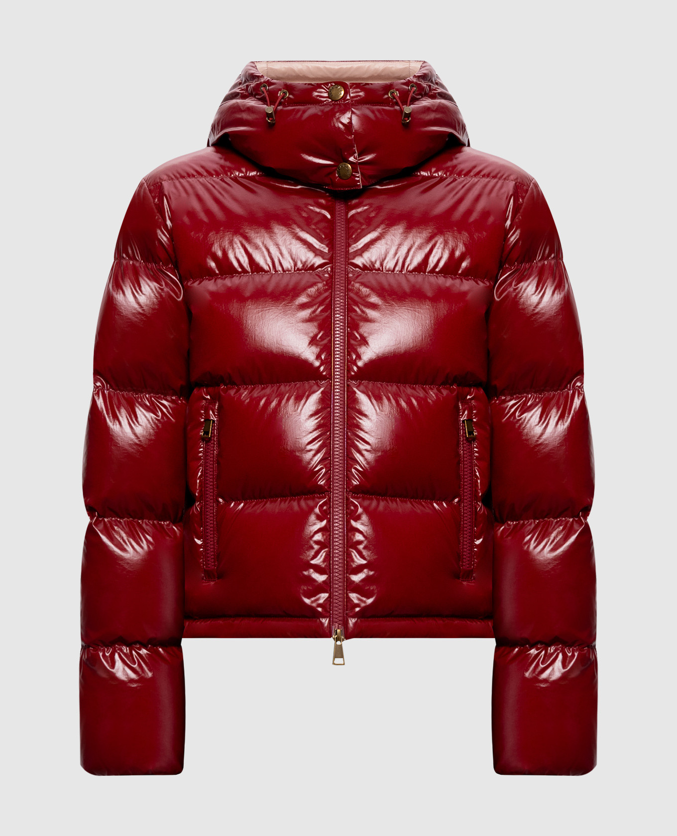 Niveole burgundy down jacket with logo patch