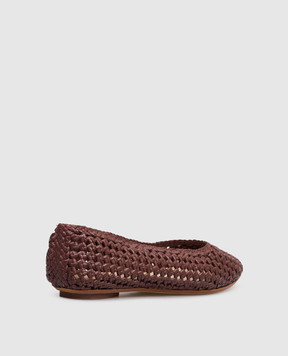 Dragon Burgundy leather braided ballet flats DGS65106