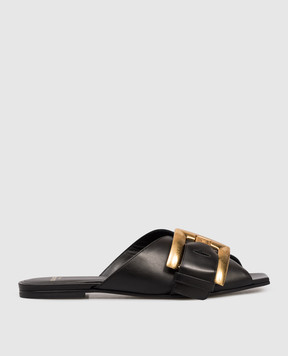 Balmain Anthem black leather flip-flops GN1UP141LVIT