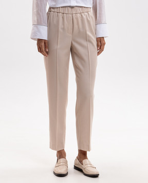 Peserico Beige wool pants with patch A04072Z03359