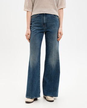 Peserico Blue jeans with logo patch A04256L86Q04946