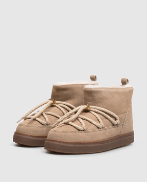 Inuikii Children's beige suede boots with fur 300100100223338